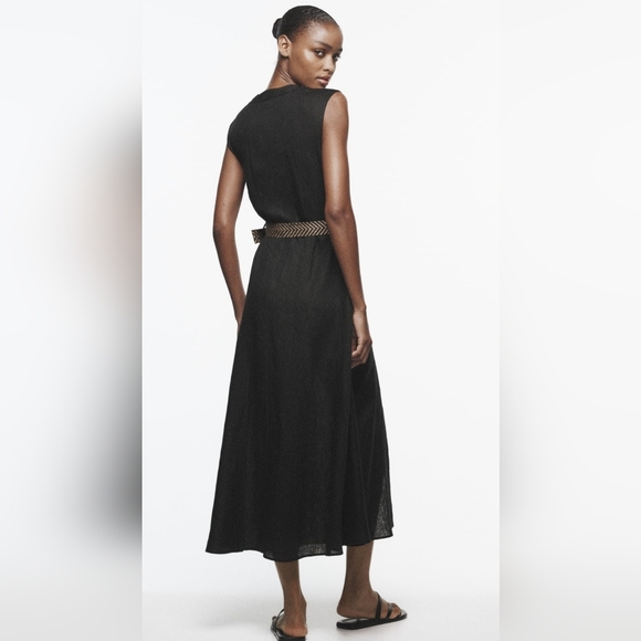ZARA Belted linen dress - Picture 4 of 4